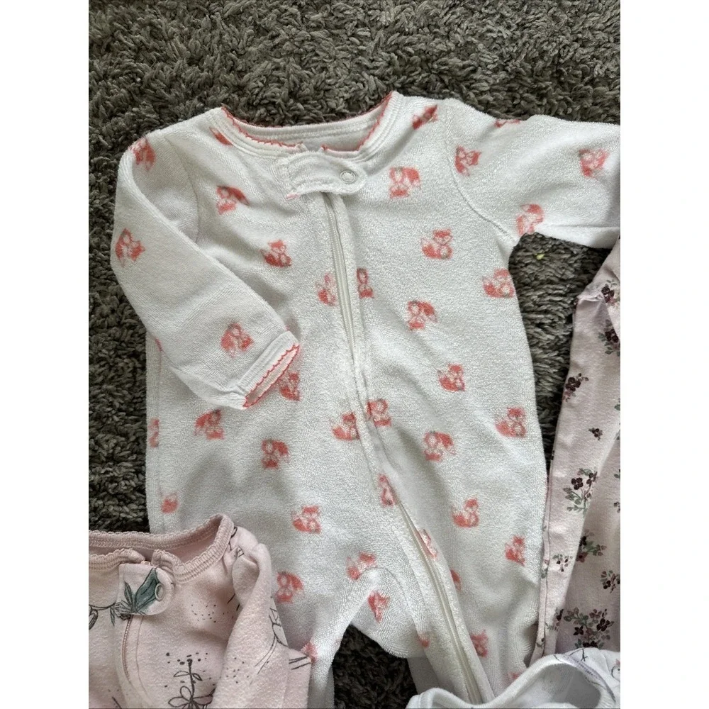 Carter's Sleeper Pajamas Kids Newborn Multicolor Floral Animal 5 Pack Bundle